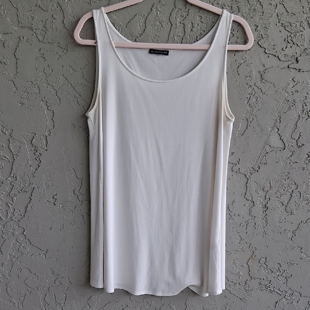 Eileen Fisher White Sleeveless Fitted Tank Top